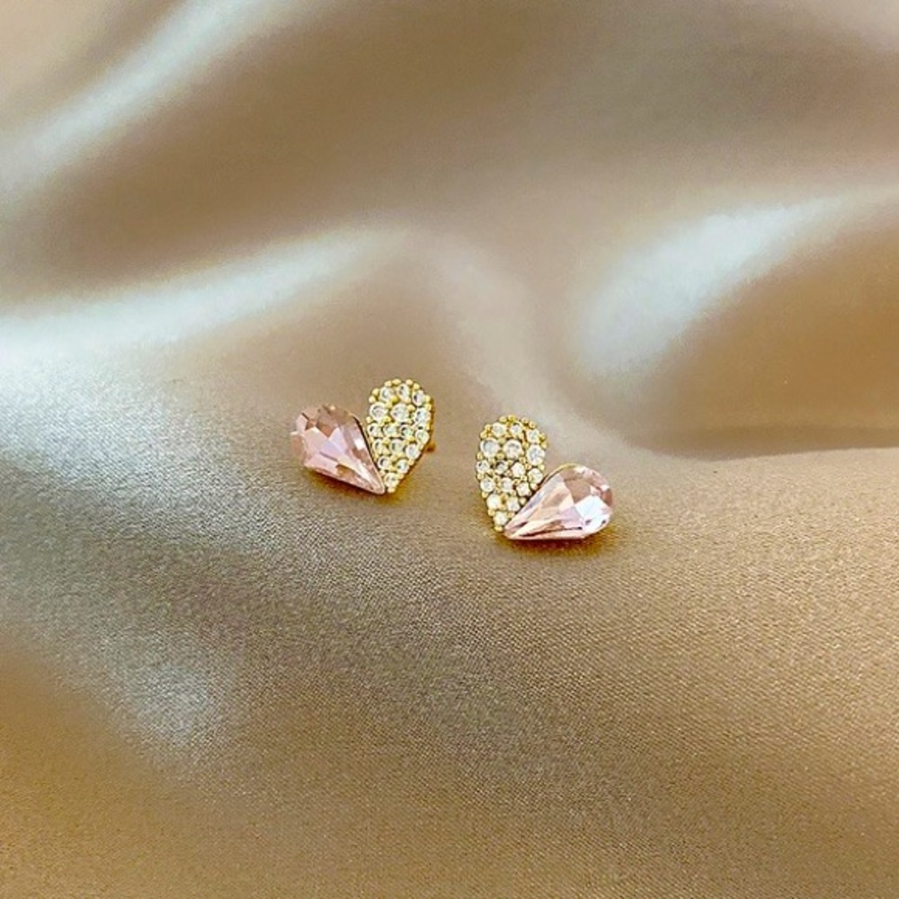 Pink and White Crystal Earrings